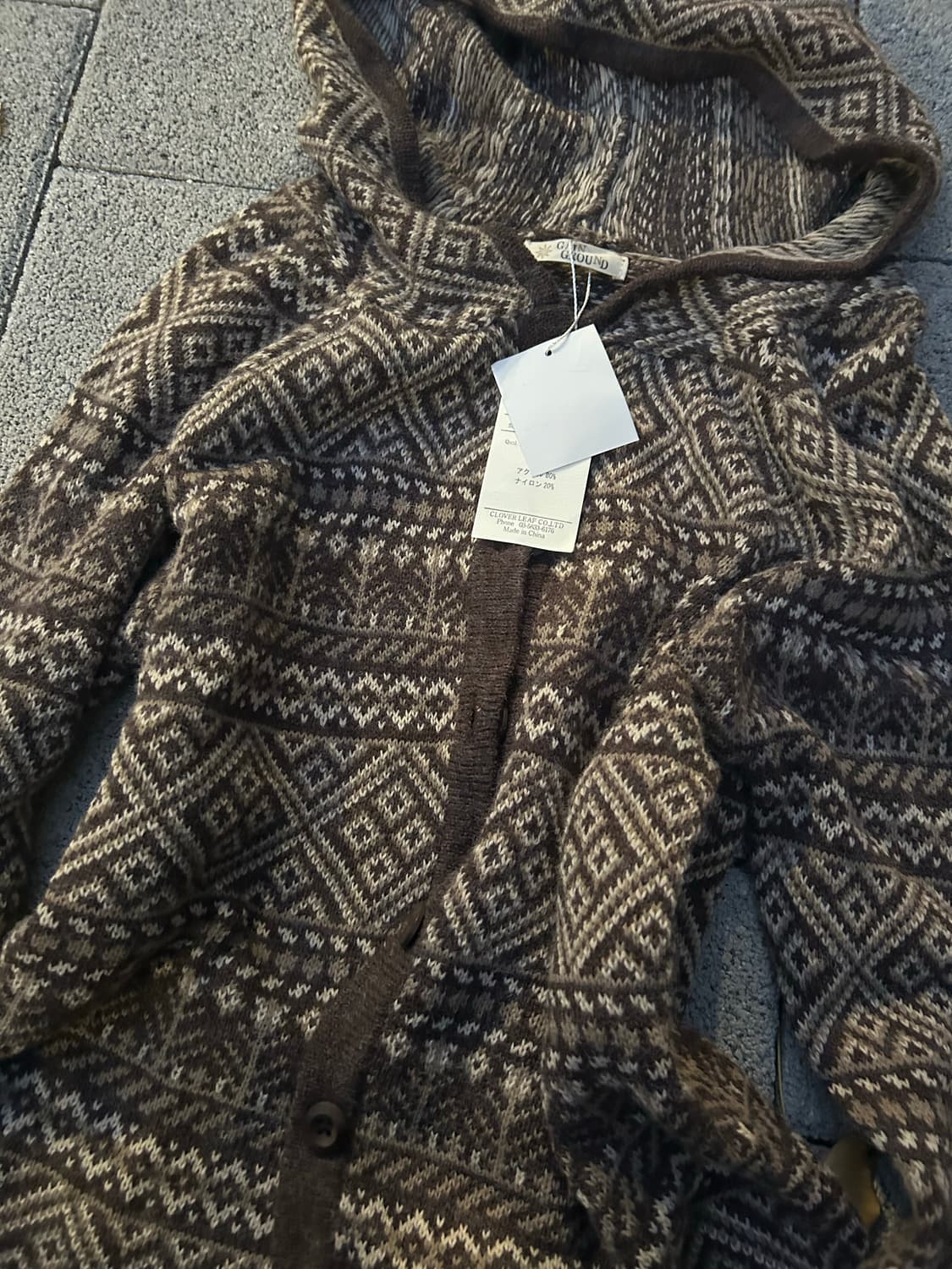 *새상품* 일본빈티지 라떼갸루 브라운 노르딕 후드 니트집업 상품이미지2