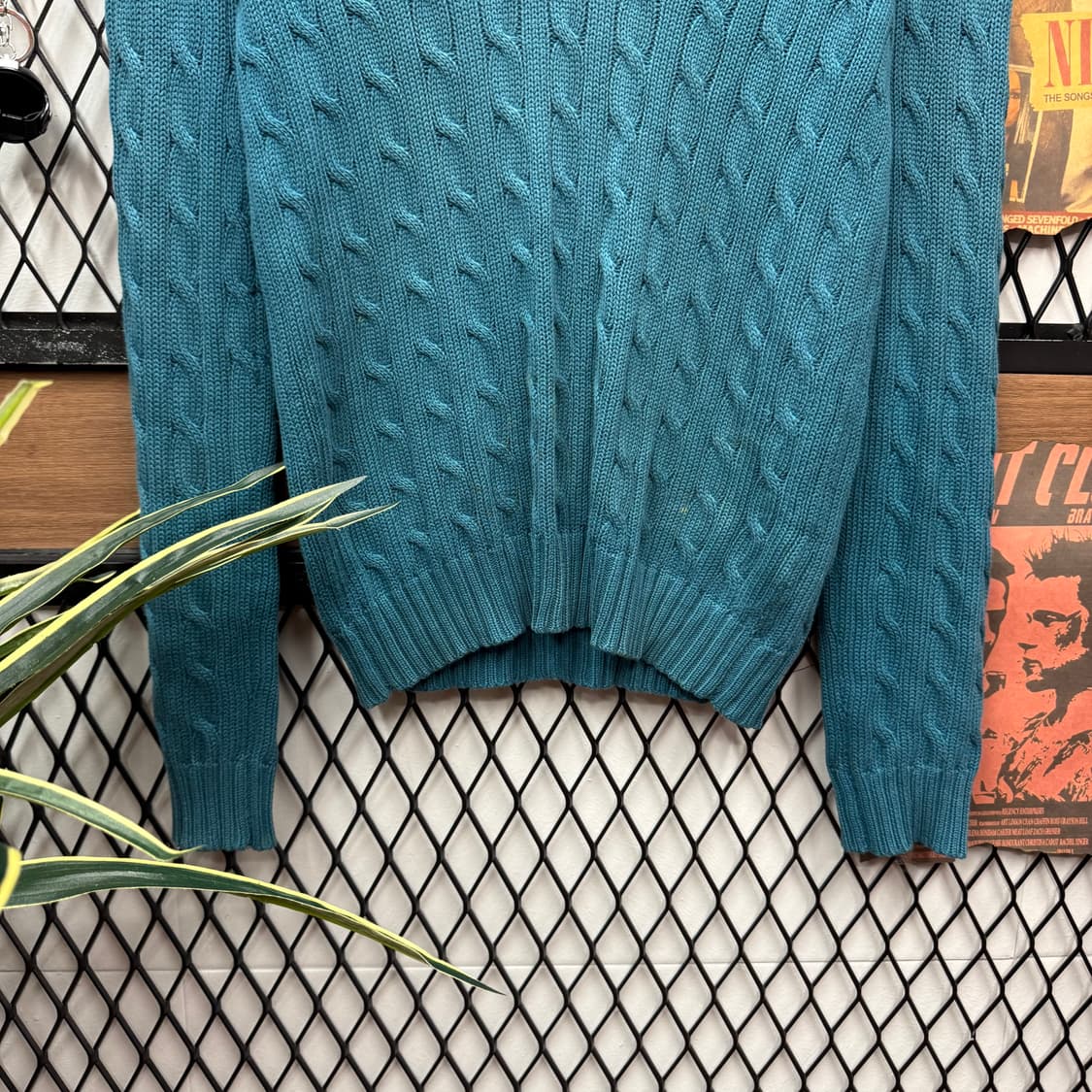 폴로 랄프로렌 케이블 니트 핑크 포니 포인트 블루그린 상품이미지4