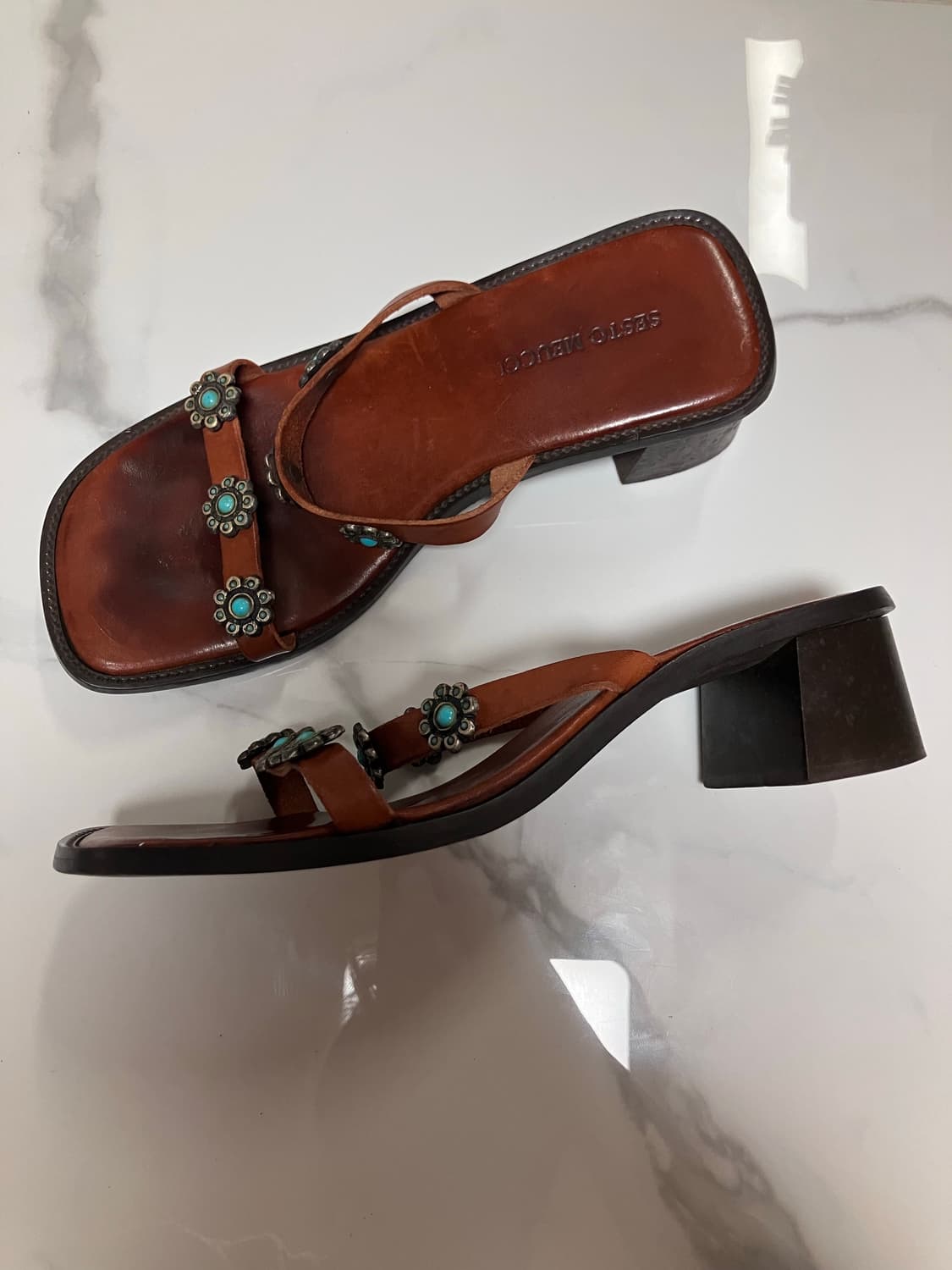 sesto meucci made in itay 가죽 스트랩 샌들 터키석 상품이미지4