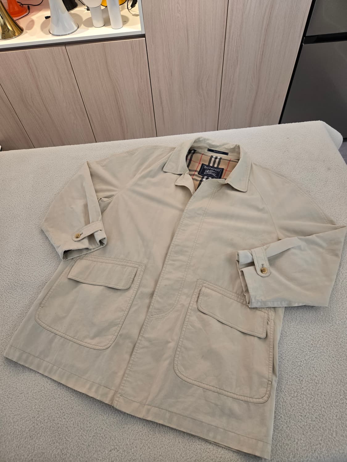 버버리 베이지 트렌치 하프코트 XL 상품이미지1