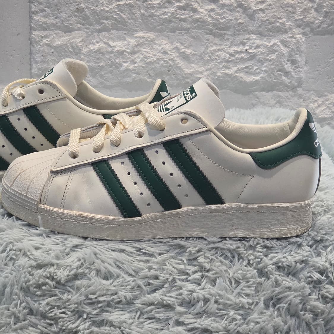 2q-24:아디다스 오리지널스 슈퍼스타 레더 스니커즈 그린 (230mm) 상품이미지2