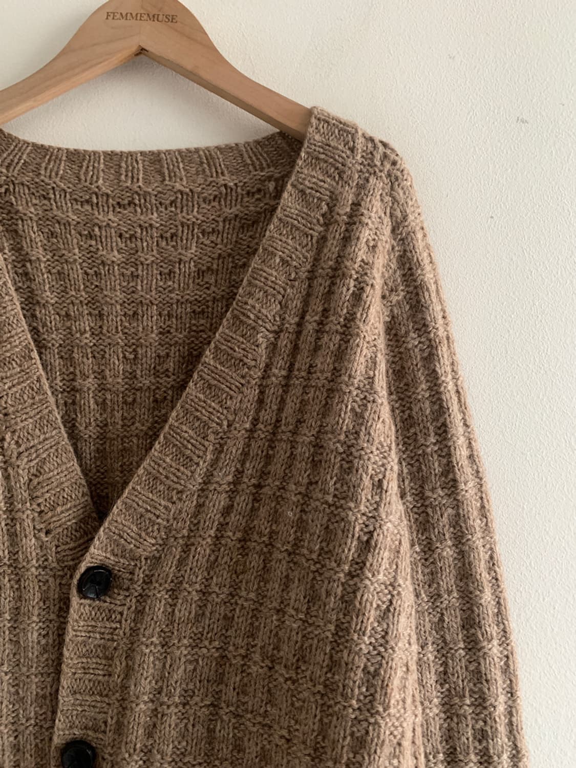 Warm Wool Knit Cardigan(Beige Brown) 상품이미지5