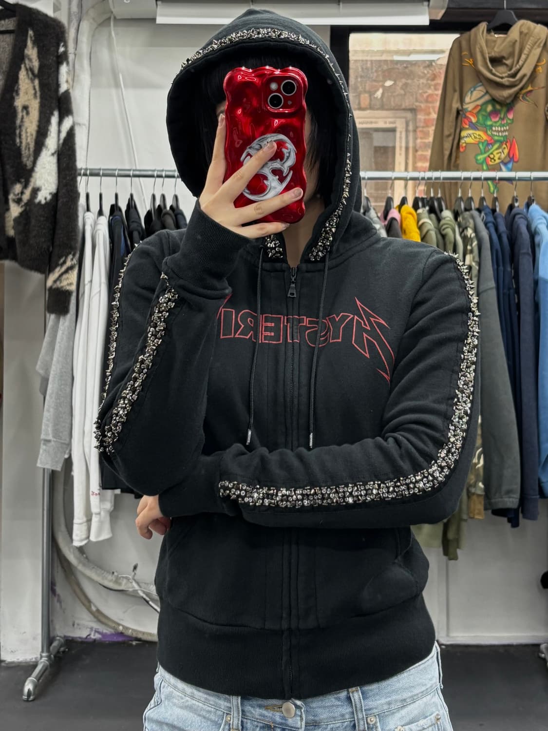 히스테릭 글래머 메탈리카 스터드 후드집업 상품이미지2