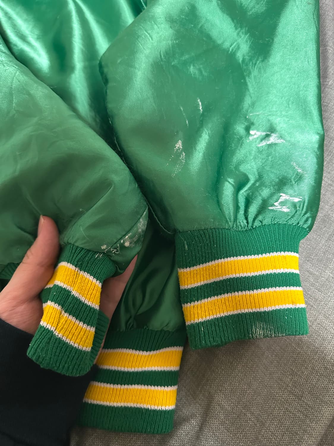 USA DeLONG 바시티 자켓 XL / 메이드인 USA / 그린&옐로 상품이미지5