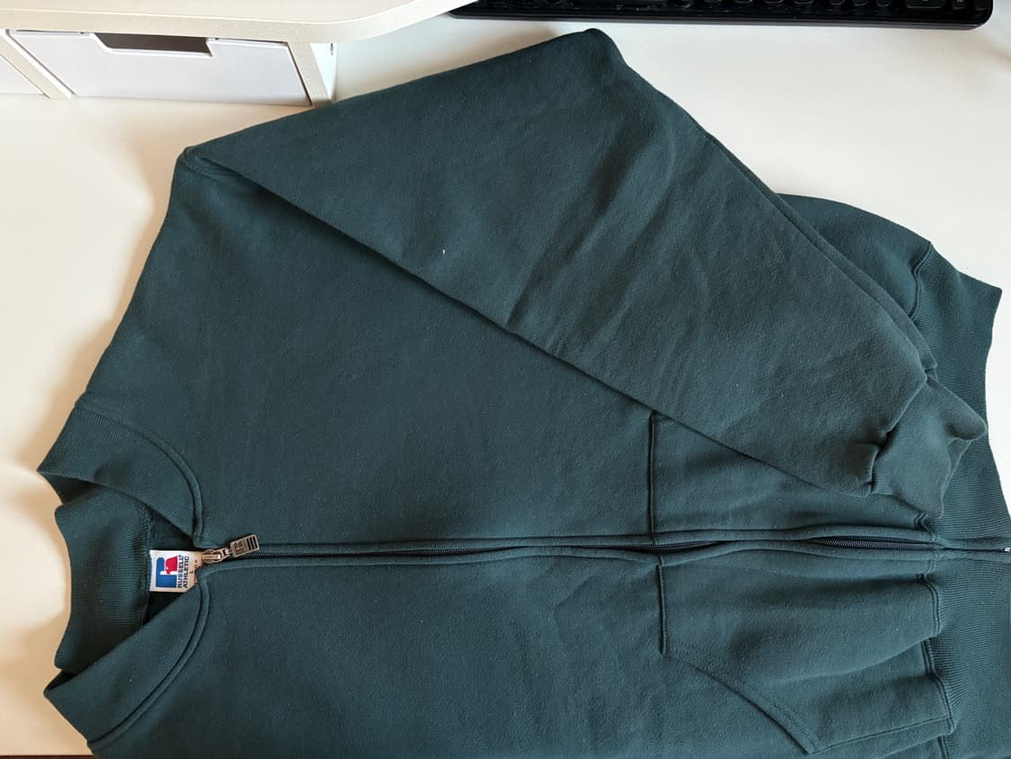 00s 90s 러셀 스웻 집업 라지 다크 그린 상품이미지4