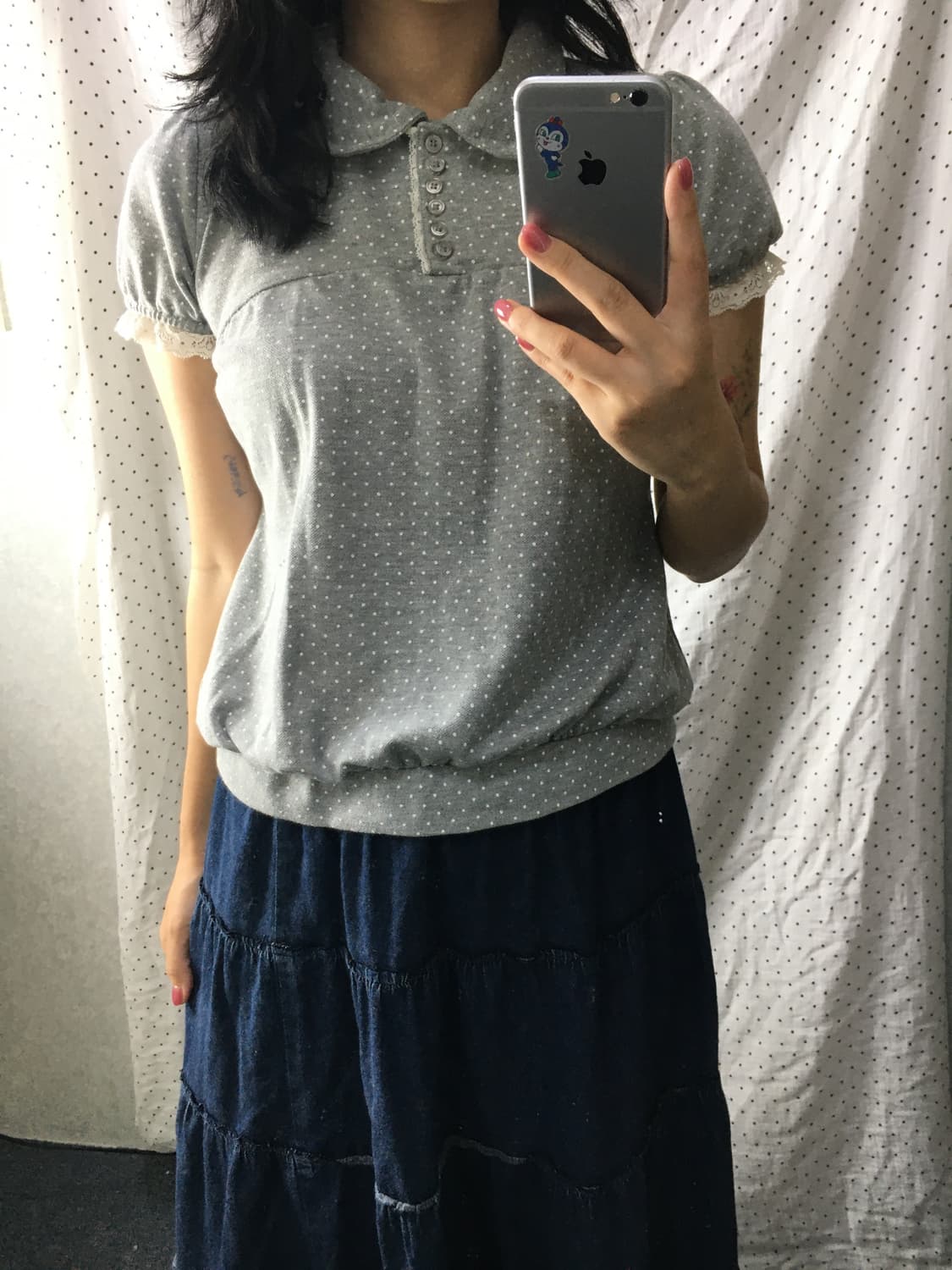 그레이 도트 레이스 카라티 상품이미지2