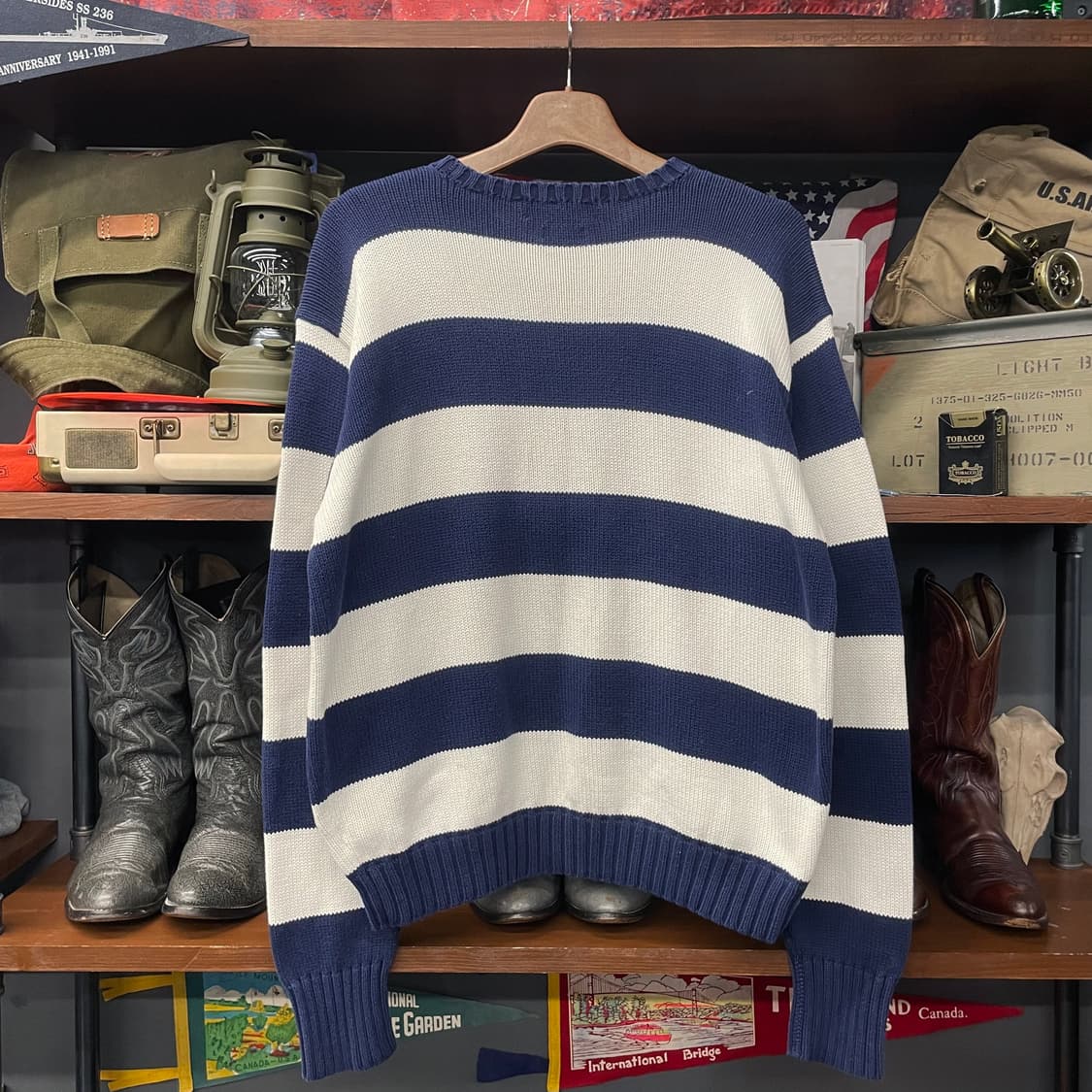 90s 폴로 랄프로렌 멀티 스트라이프 레트로 라운드넥 니트 N344 상품이미지2