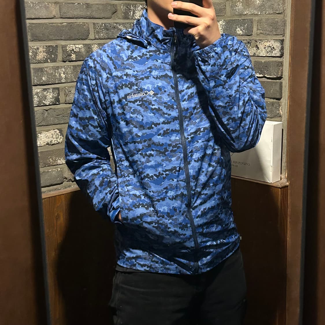 L) 컬럼비아 블루 카모 후드 얇은 바람막이 상품이미지9