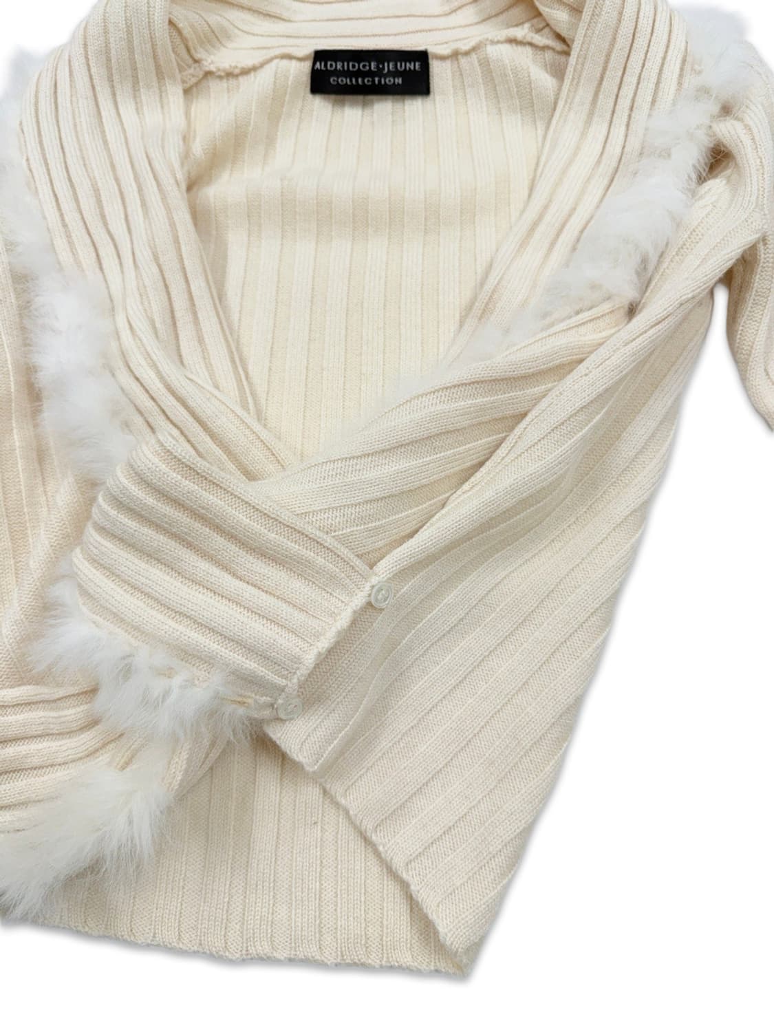 빈티지 ALDRIDGE JEUNE 아이보리 퍼 레이어드 니트 상품이미지3