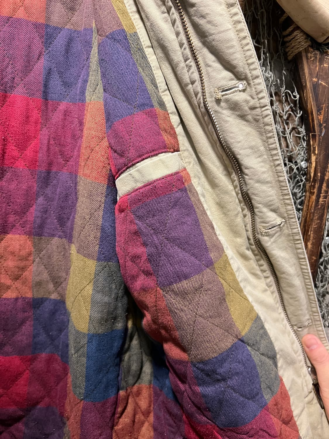 [XL]엘엘빈 USA 체크라이닝 아이보리 헌팅 자켓 상품이미지7