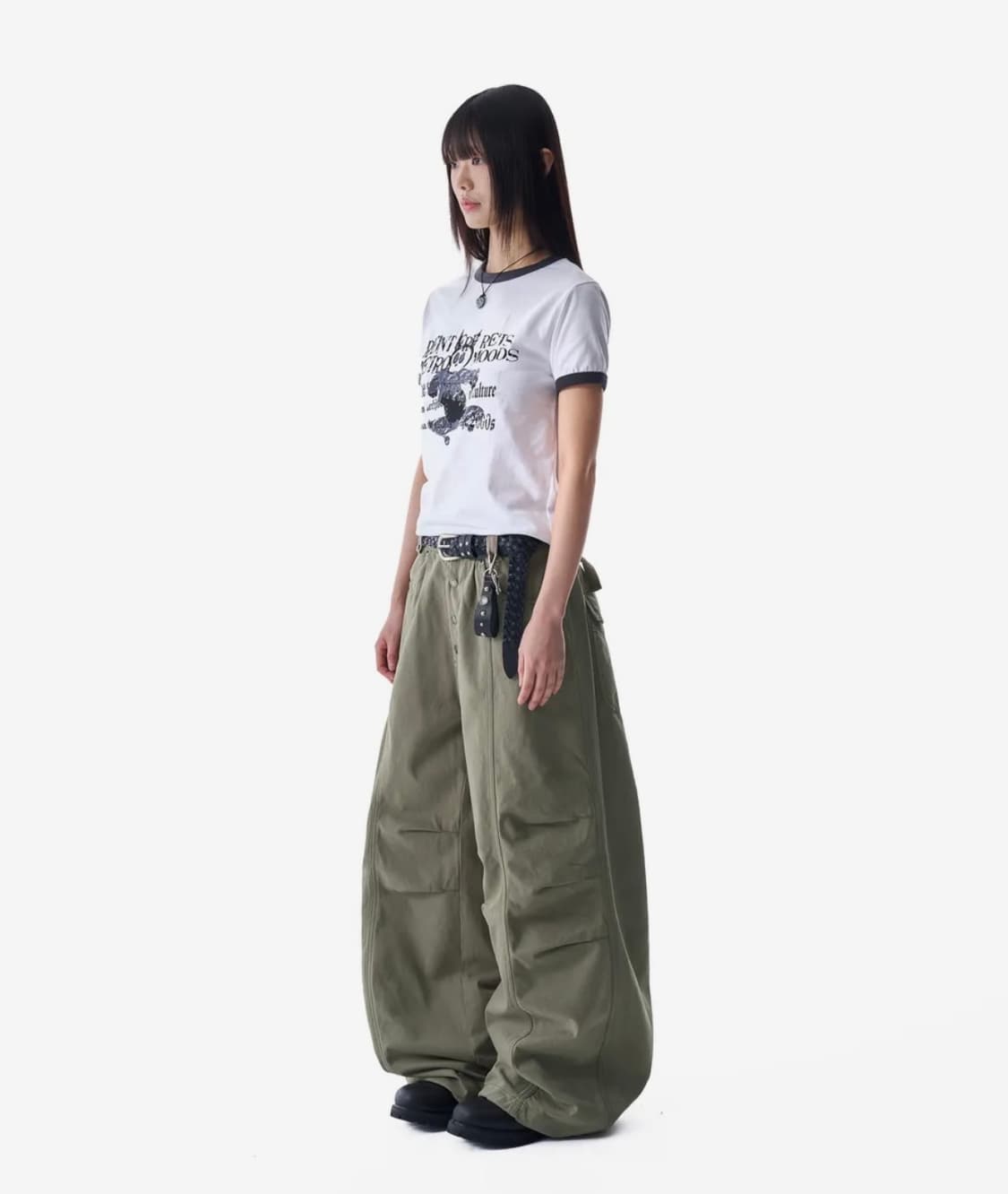 아캄 Knee Pin-tuck Studded Cotton Pants  상품이미지2