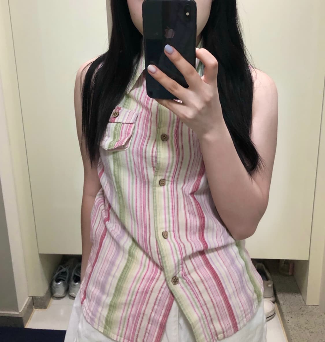 스트라이프 민소매 셔츠 상품이미지1