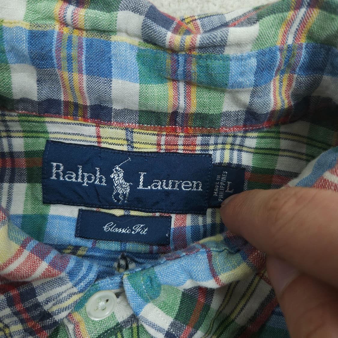 폴로 랄프 로렌 체크 린넨 셔츠 L 클래식핏 상품이미지3