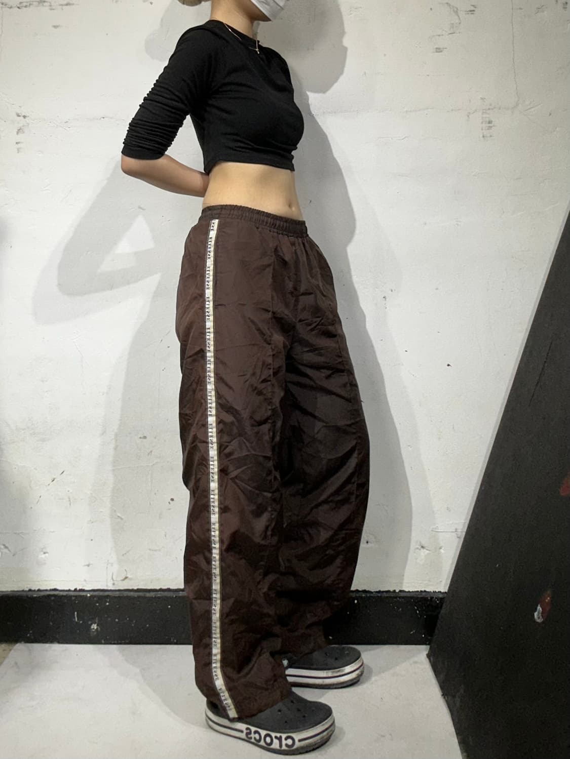 Jpn 일본 빈티지 초코 브라운 사이드 라인 트랙 팬츠 추리닝 바지 M 상품이미지1