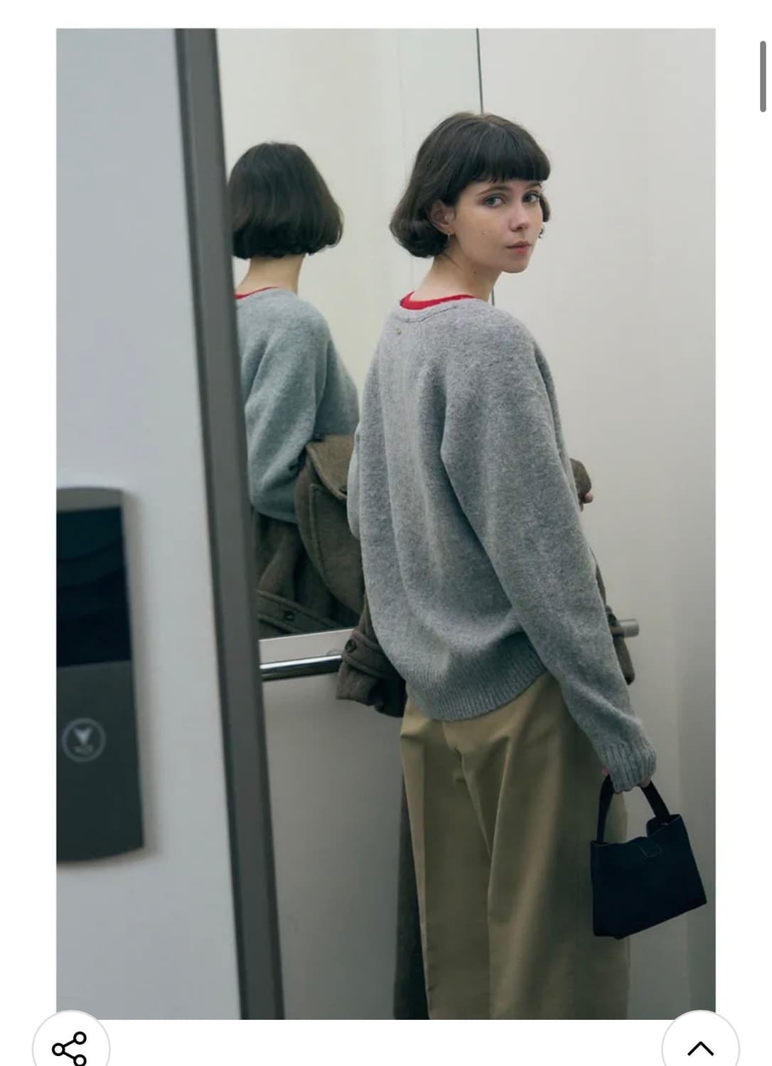 (새상품)(S) 드로우핏 우먼 헤어리 울 브이넥 풀오버 니트 GREY 상품이미지5