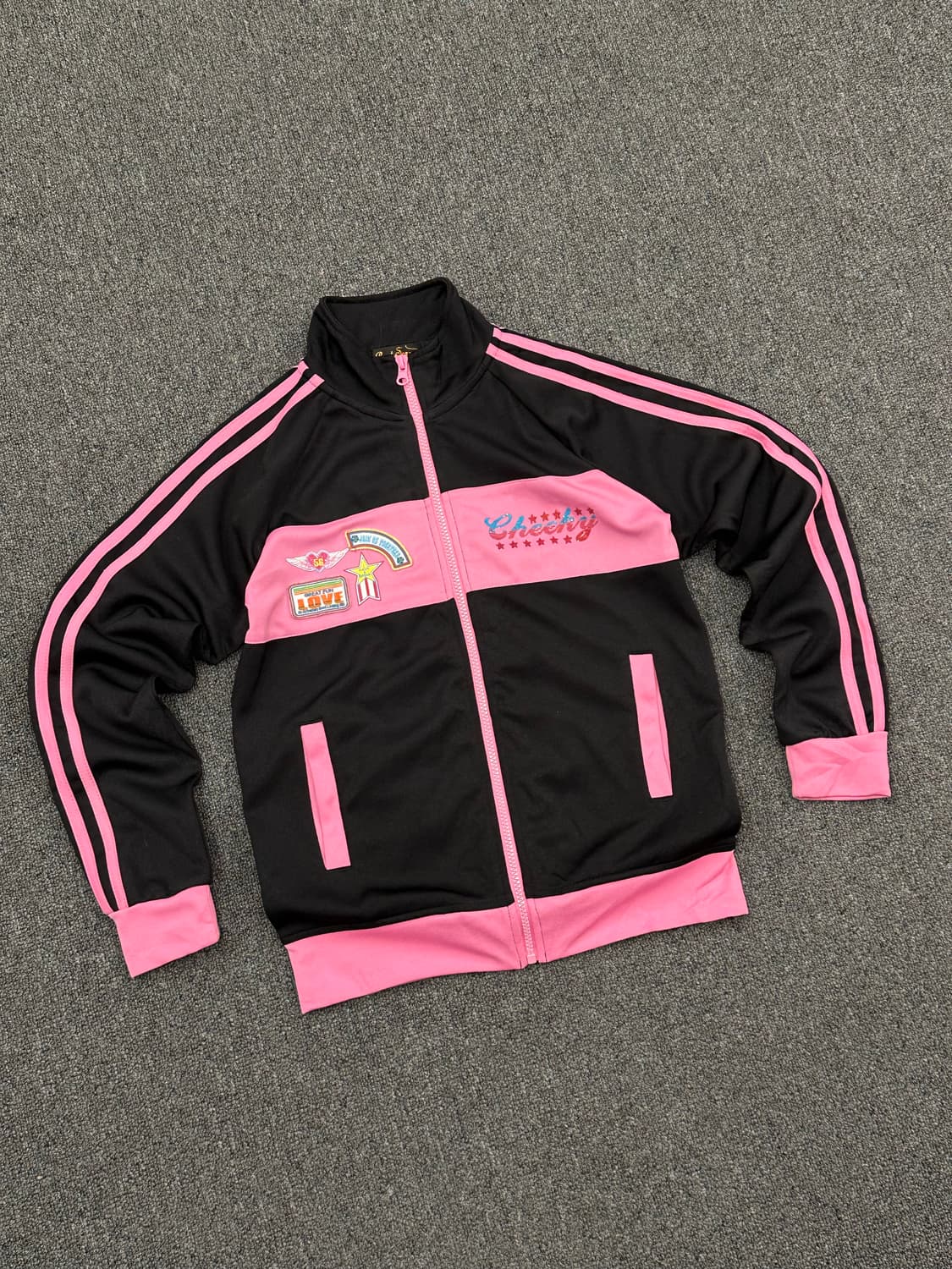 150)Japanese Vintage 여성 블랙핑크 패치 져지 상품이미지3