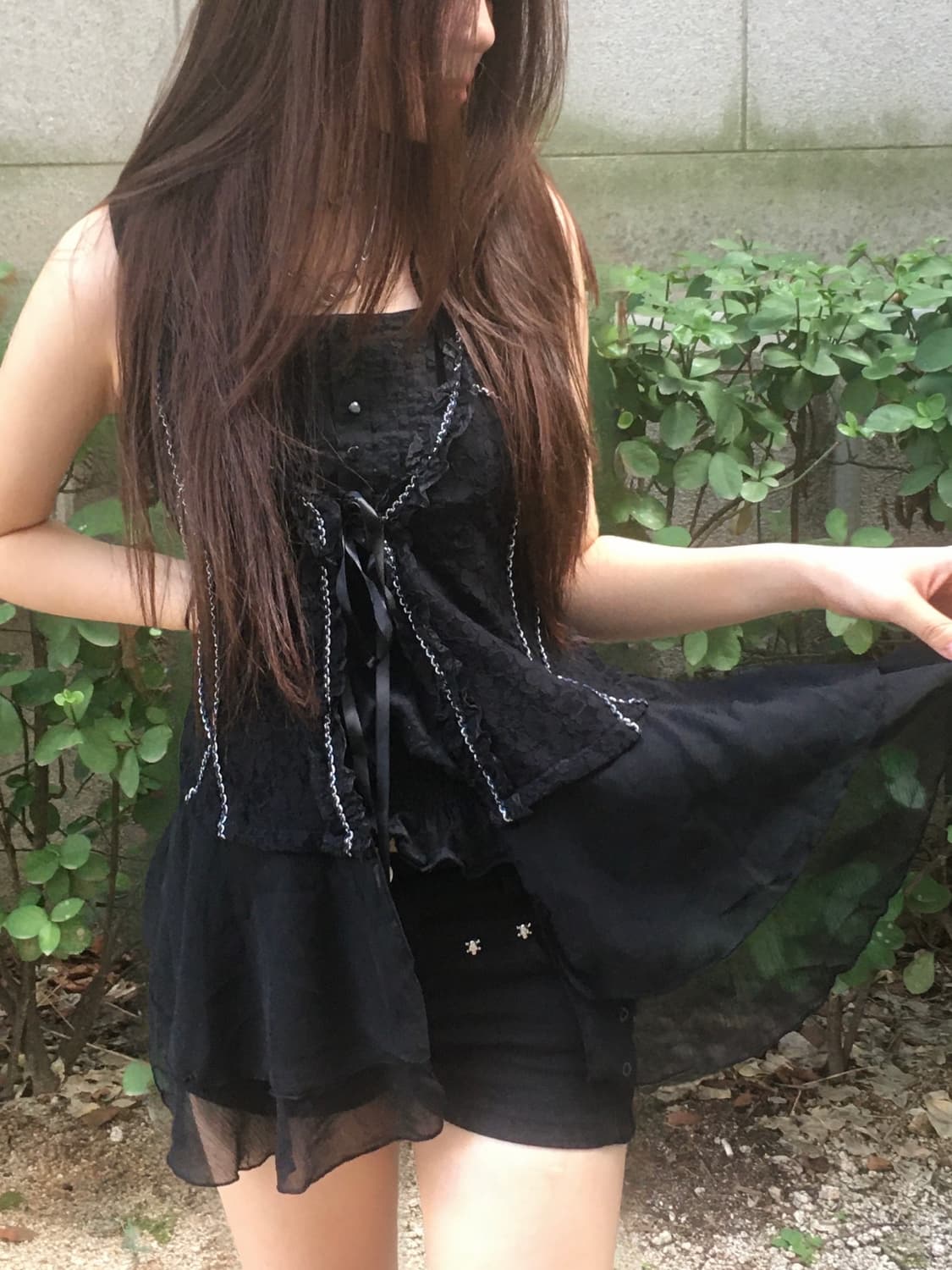 블랙 레이스 베스트 블라우스 상품이미지2