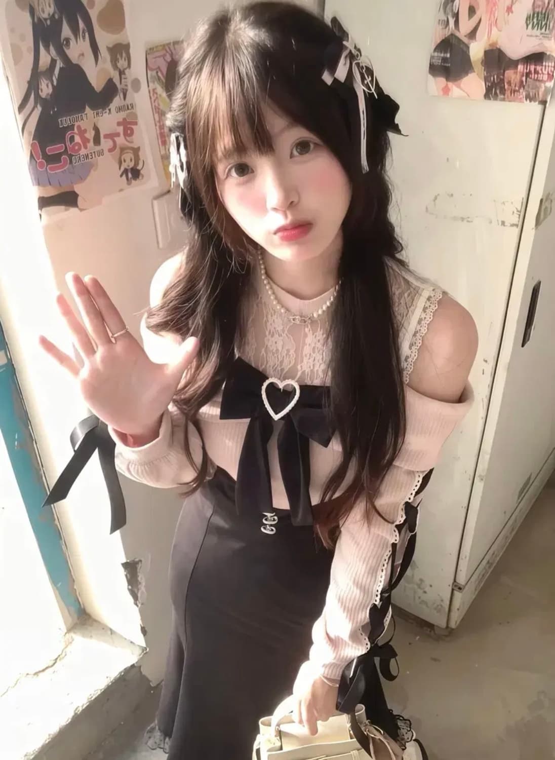 양지뢰 오프숄더 원피스 히메갸루 리즈리사 노에미 로리타 핑크 stc빈티지 상품이미지1