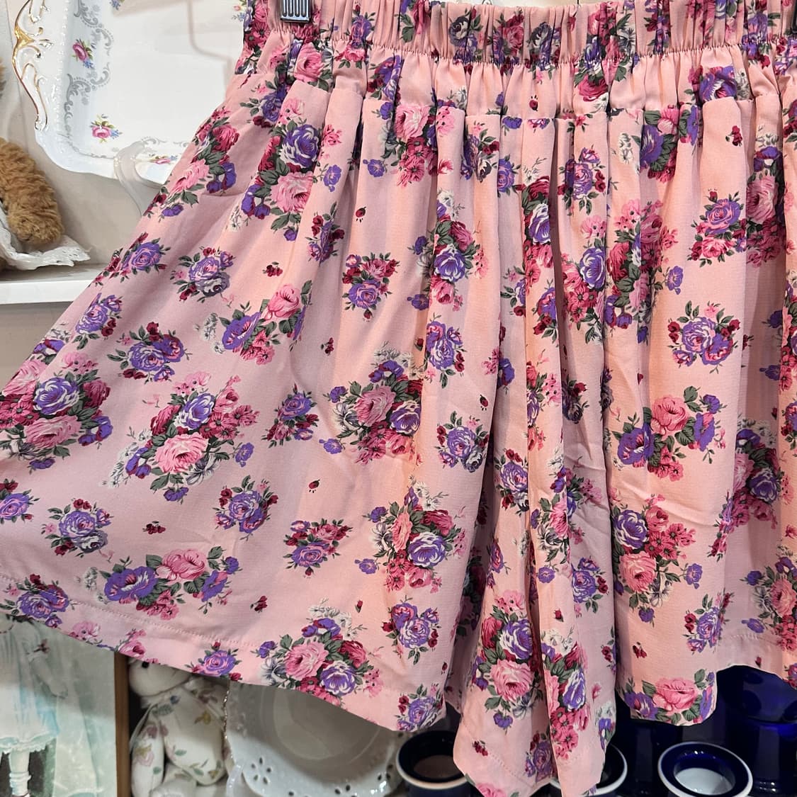 플라워 패턴 핑크 플리츠 스커트 상품이미지4