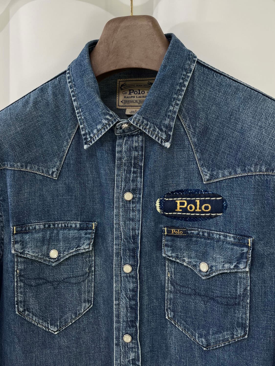 폴로 랄프로렌 콘초 사우스 웨스턴 워시드 데님 셔츠 상품이미지5
