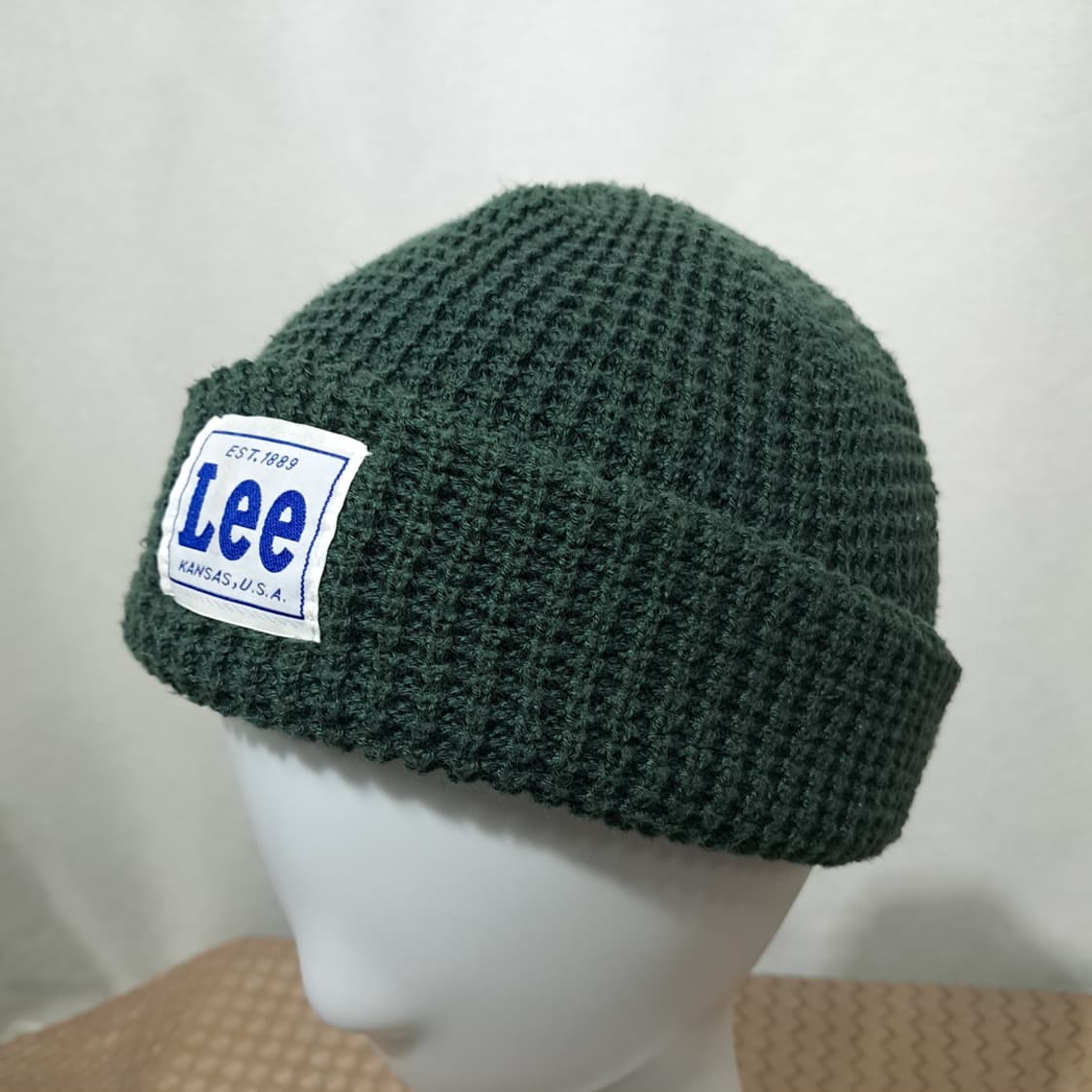 일본판 리 다크 그린 와플 니트 로고 패치 비니 P2011 상품이미지1