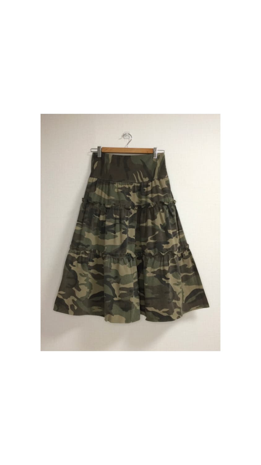 빈티지 카모 프릴 캉캉 밴딩스커트 상품이미지1