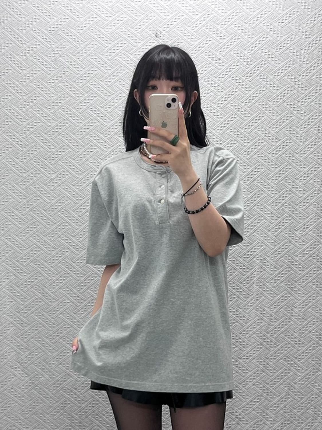 브론슨 빈티지 모던 캐주얼 반버튼 오버핏 반팔티 XXL C12091 상품이미지2