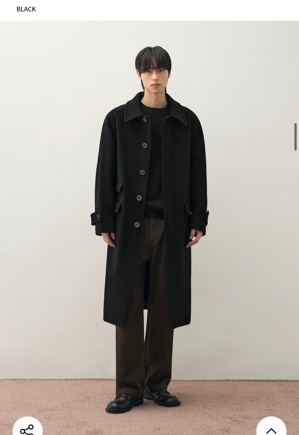 (새상품)(L) 드로우핏 컨사이즈 울 원더 발마칸 코트 [BLACK] 상품이미지5