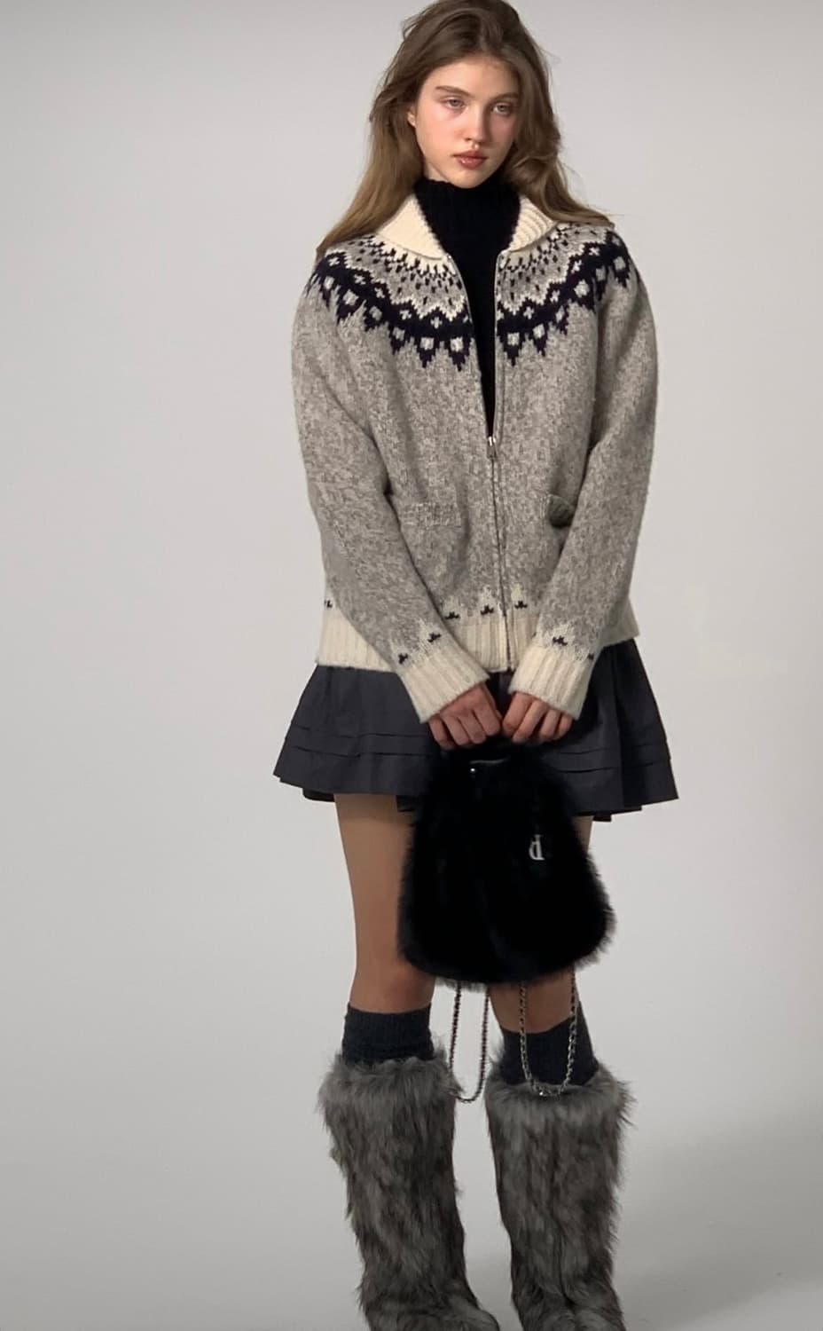더바넷 Grey pleated tiered mini skirt [M] 상품이미지3