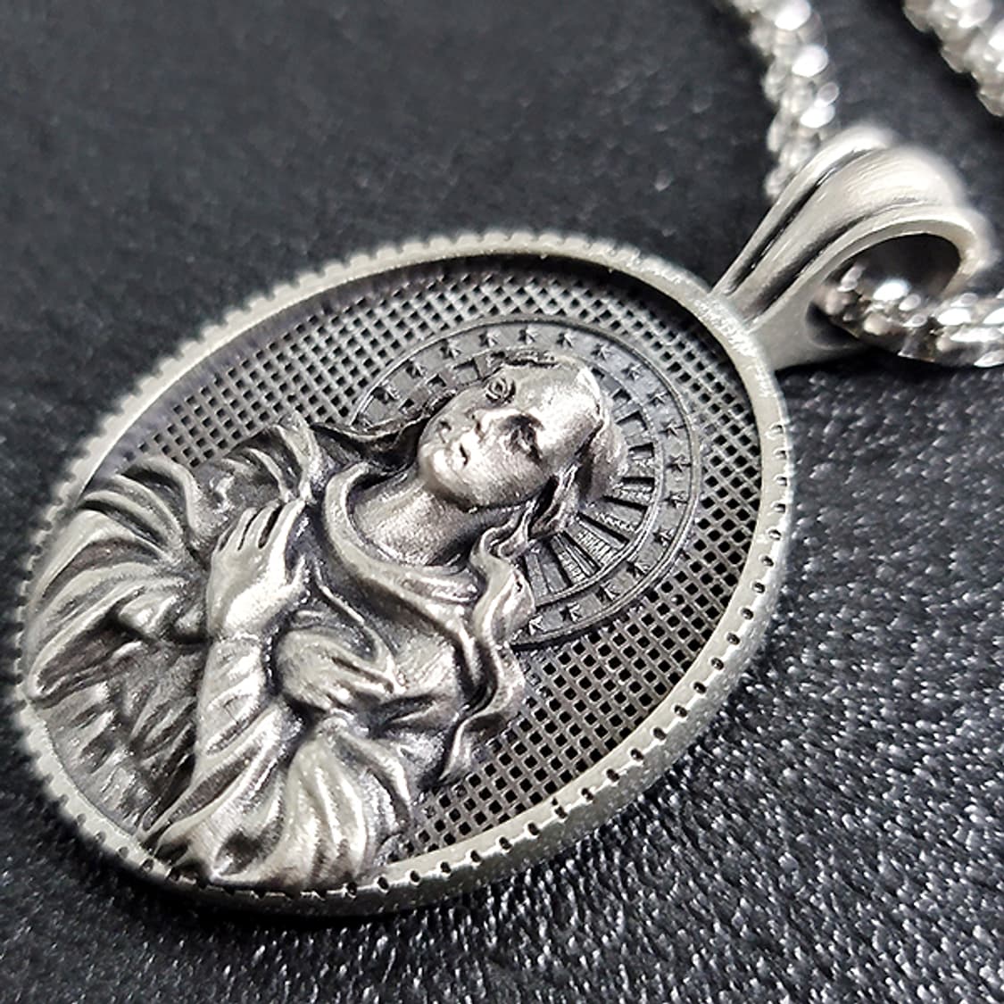 성모마리아 천주교 기독교 주석 펜던트 클래식 남자 목걸이 상품이미지4