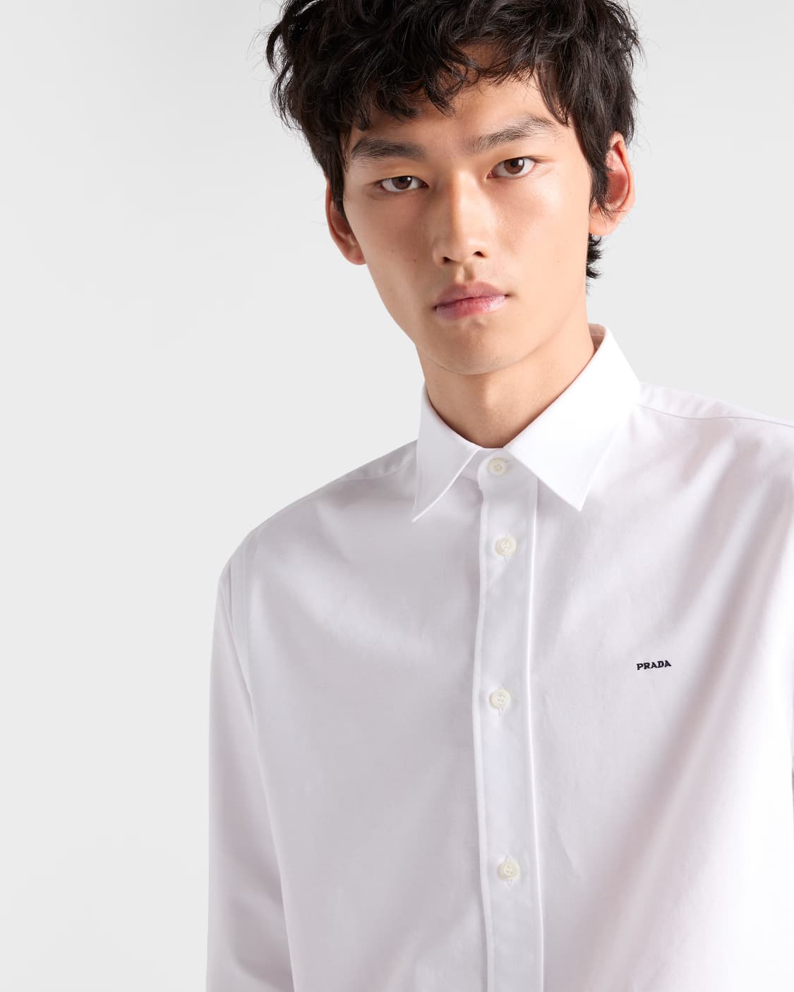 (S+/43.16) / 프라다 로고 자수 화이트 코튼 셔츠 상품이미지9