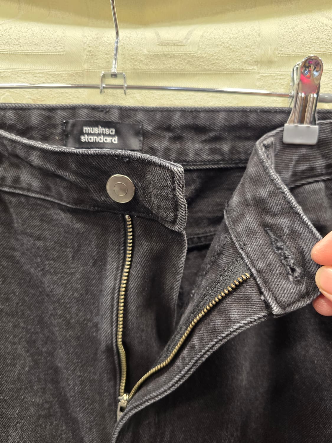 무신사 스탠다드 흑청 와이드 데님팬츠 흑청바지 38 상품이미지5