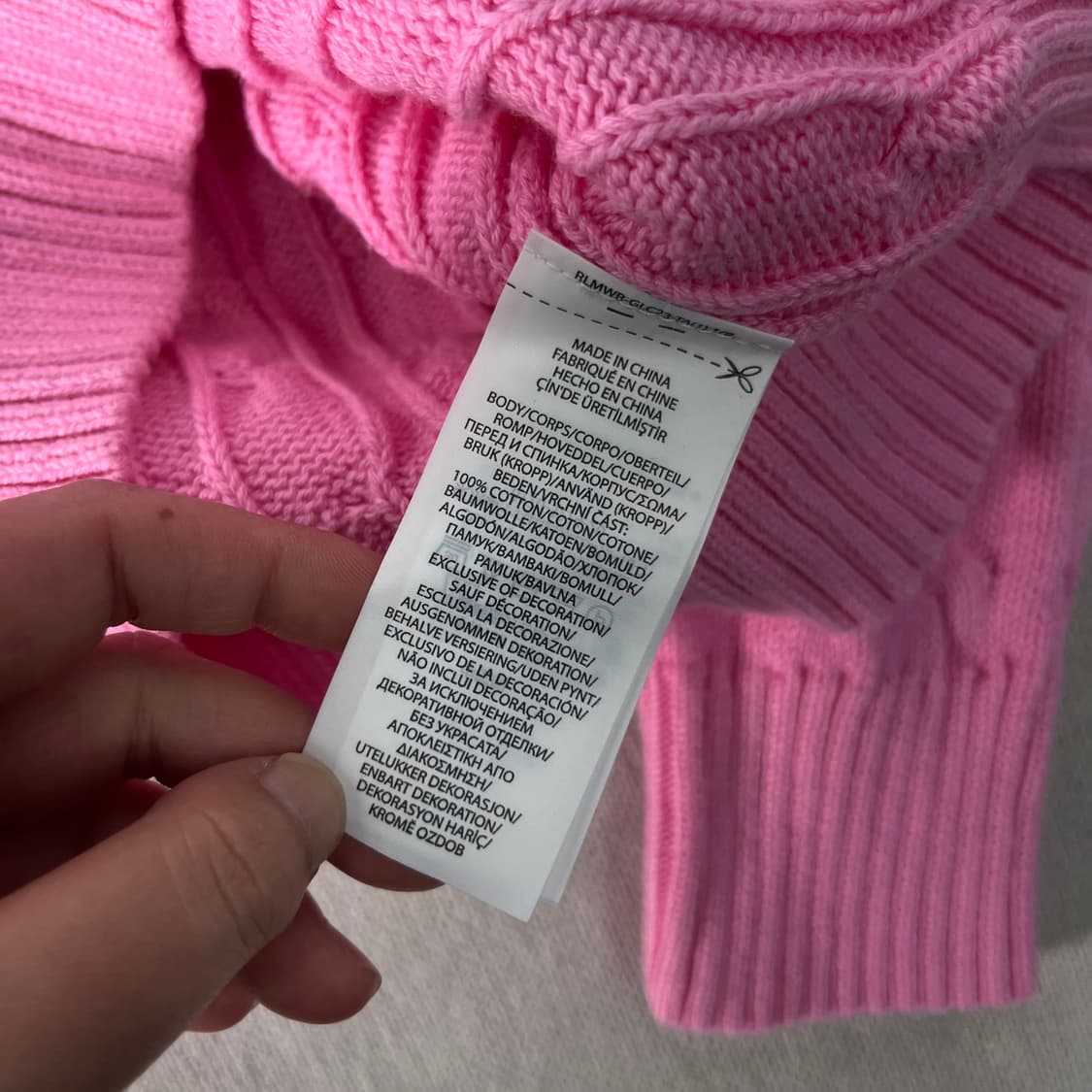 95 폴로 랄프로렌 신형라벨 핑크 꽈배기 니트 상품이미지5