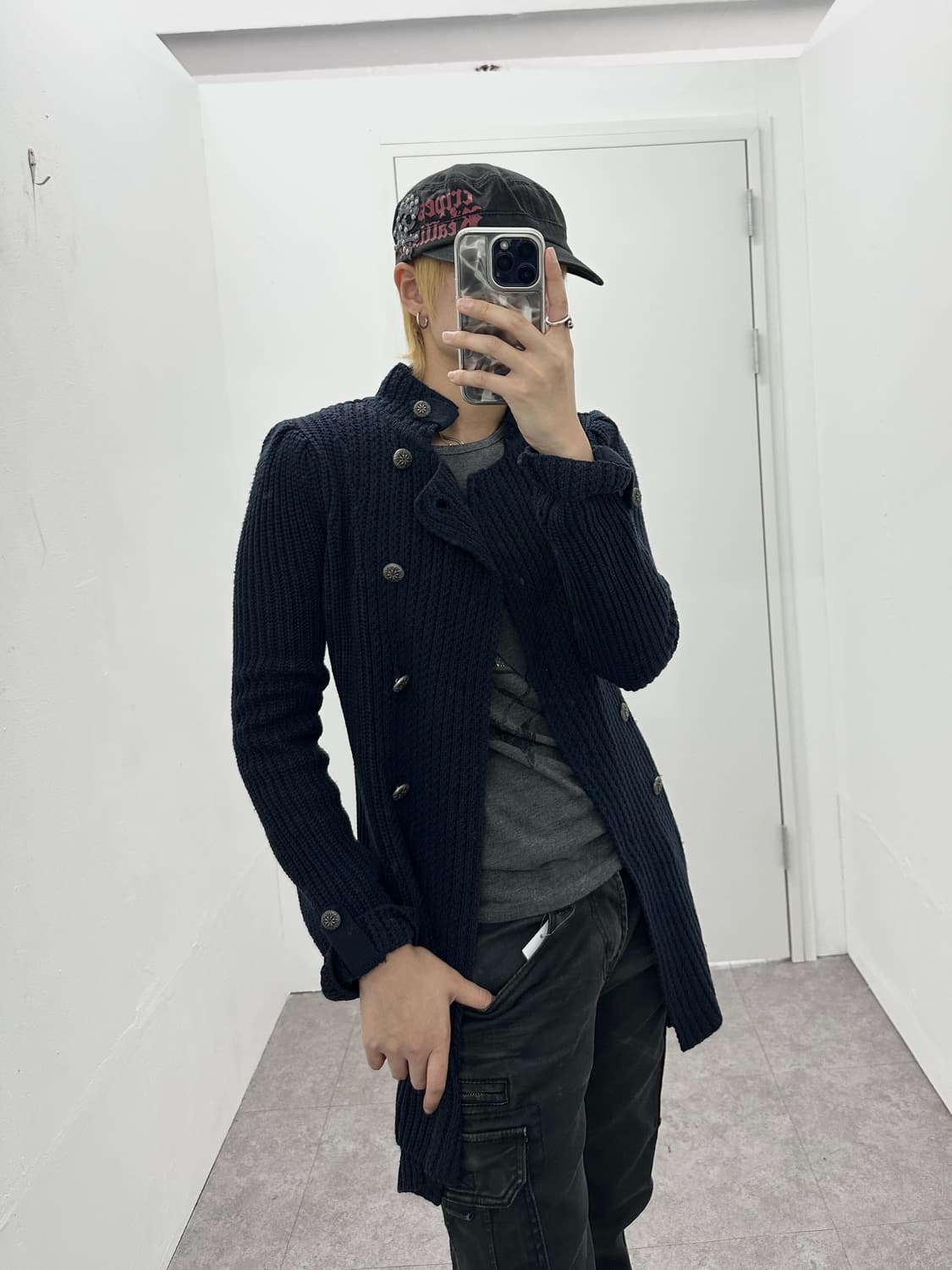 Silver double breasted button cardigan 상품이미지1