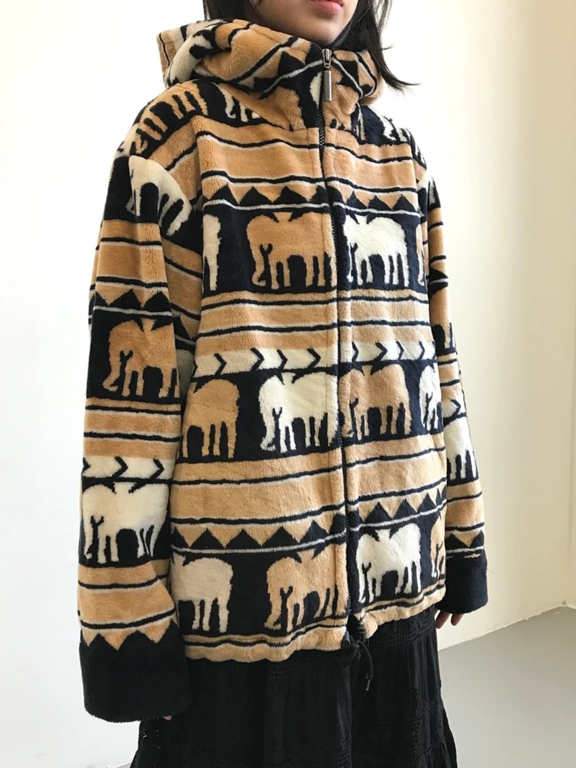 Selection Elephant Pattern Fleece Hoodie 상품이미지2