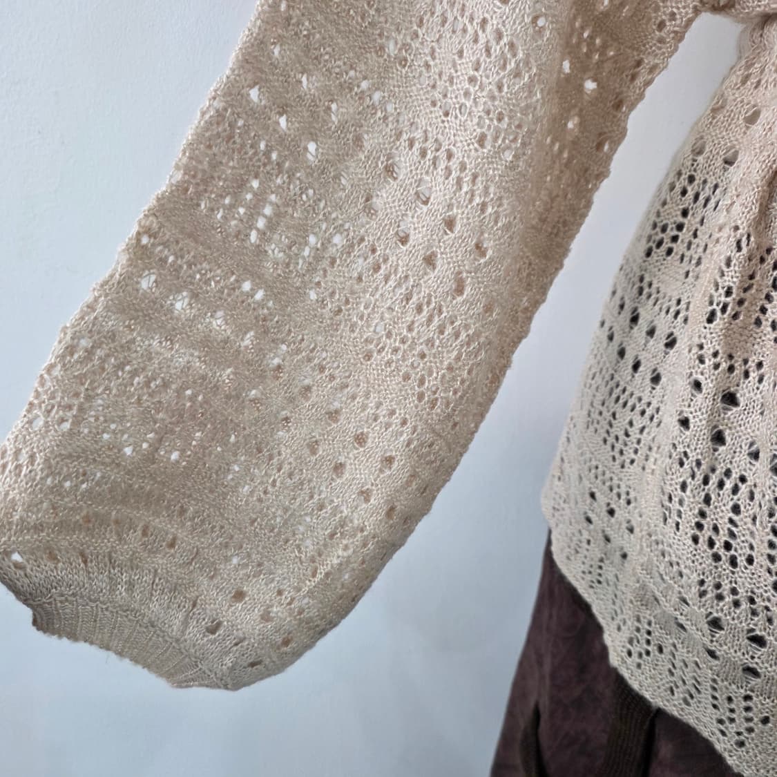 베이지 레이스 스트링 크로쉐 가디건 상품이미지6