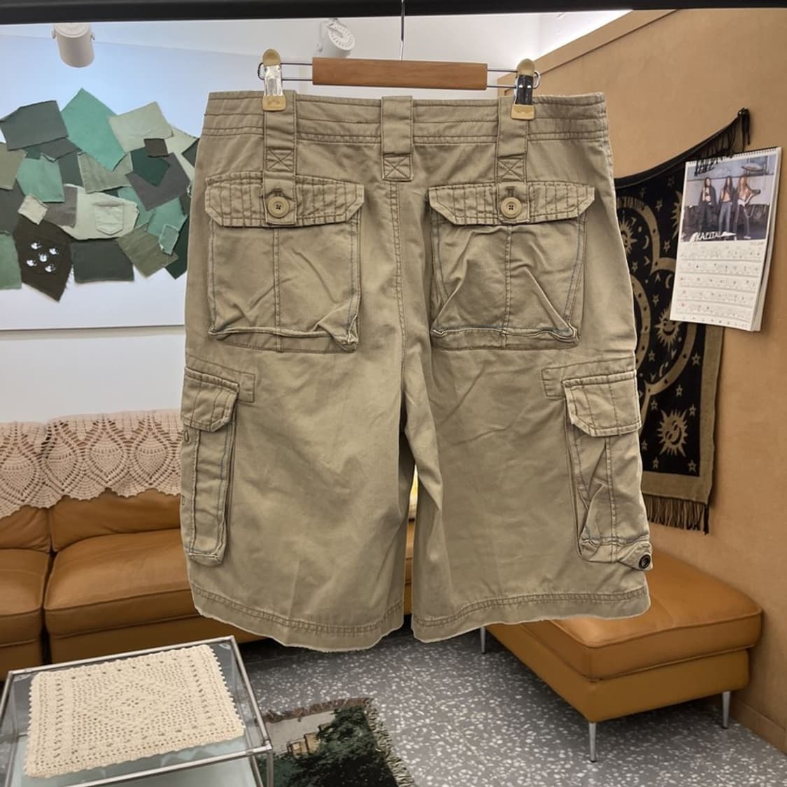 빈티지 캐주얼 오트밀베이지 카고 반바지 30인치 C12127 상품이미지4