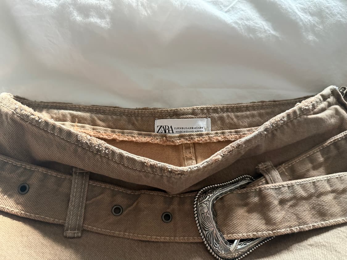 ZARA 데미지드 버클 포인트 스커트 / 브라운 상품이미지4