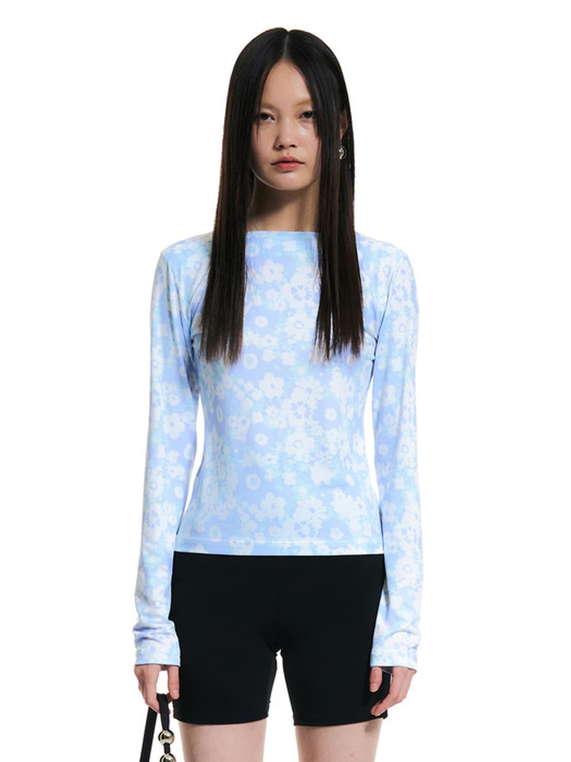 yunse flower print boat neck 상품이미지2