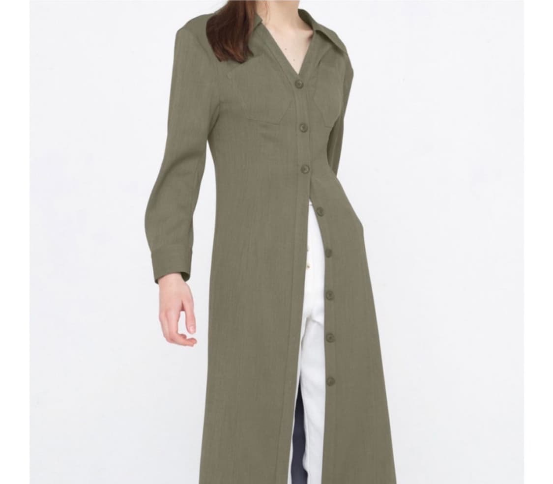 분더캄머 셔츠원피스 새상품(그레이시 카키) 상품이미지6