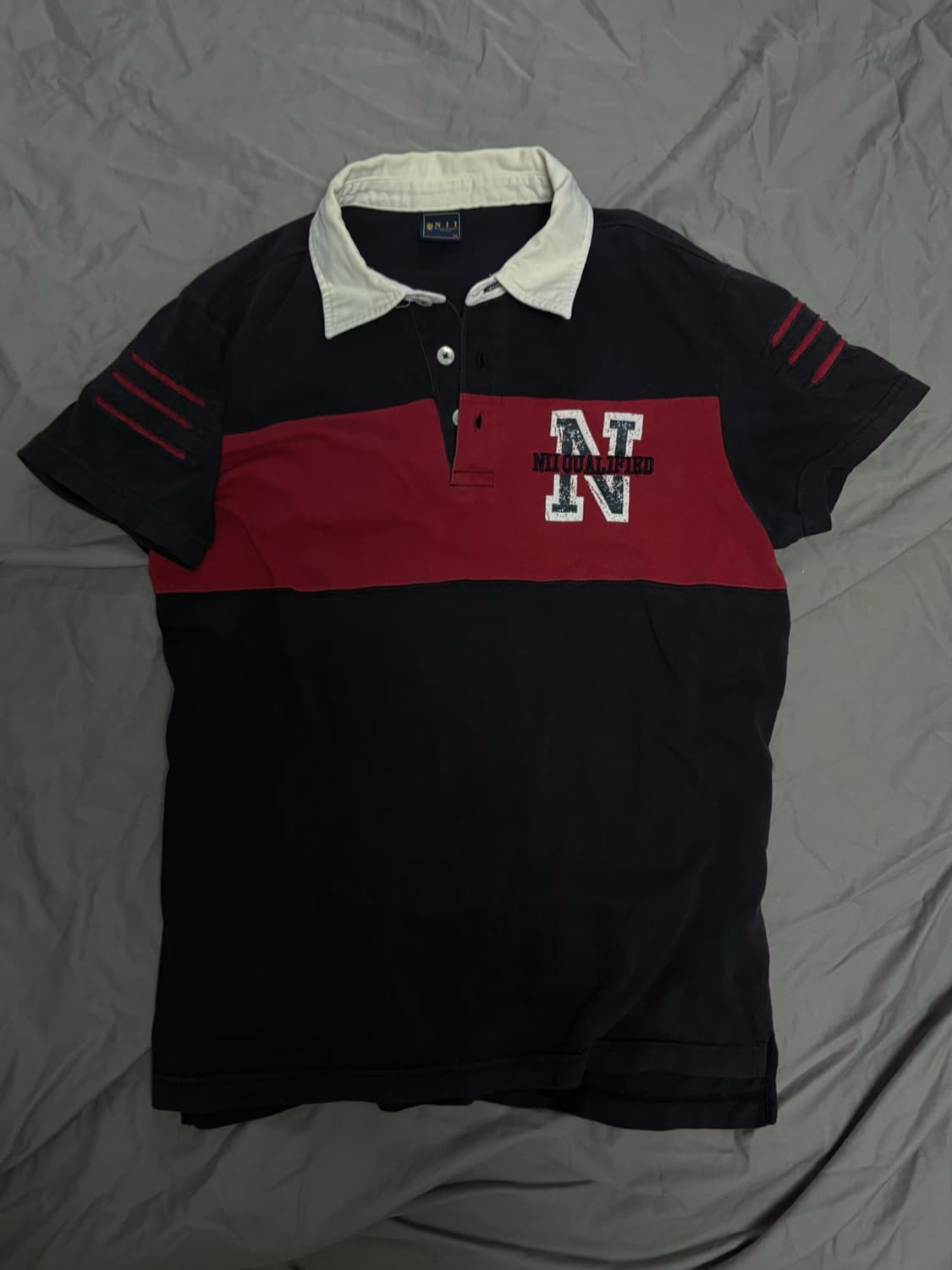 [95] NII 빈티지 블록코어 배색 럭비 카라티 (네이비/레드) 상품이미지3
