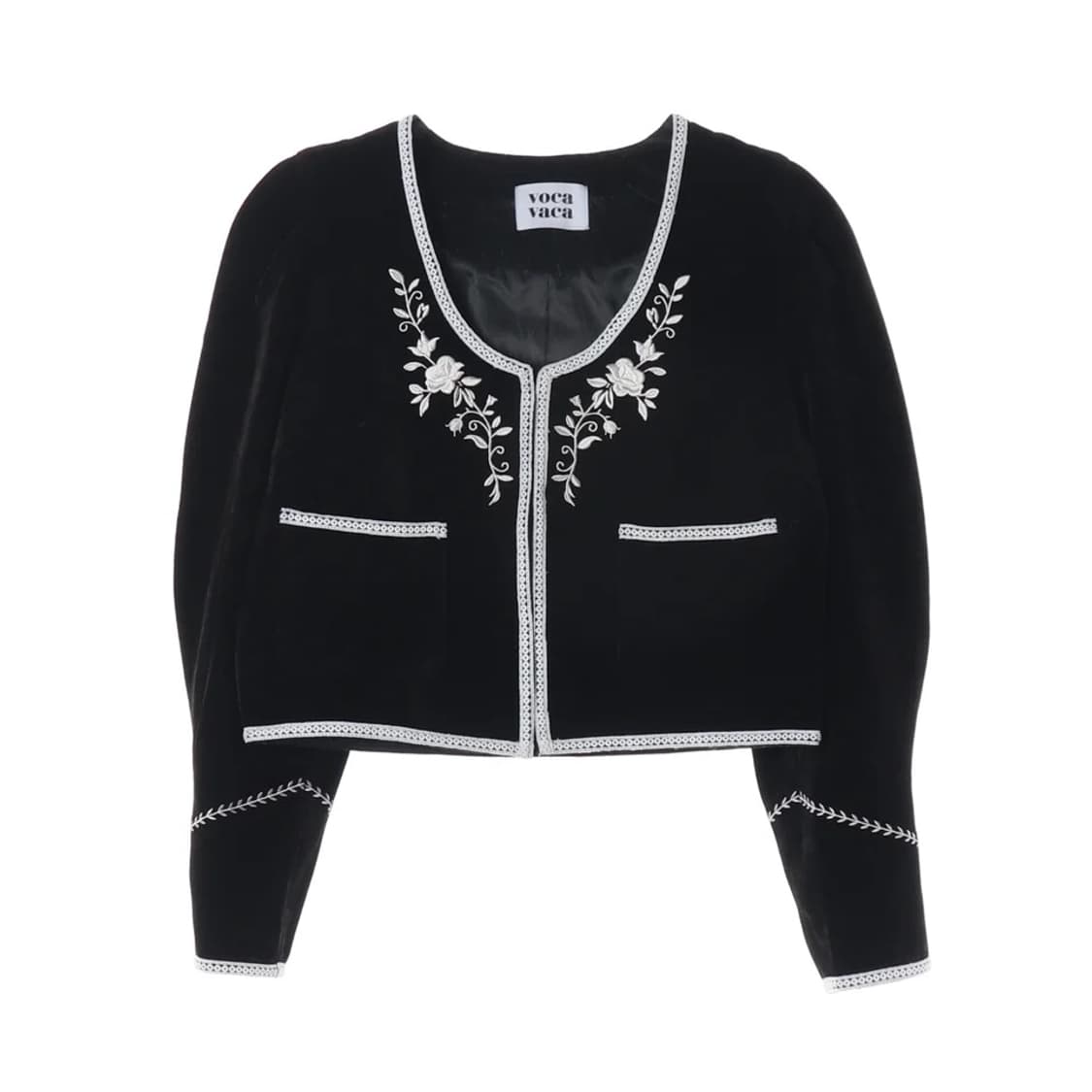 Rose U-Neck Embroidery Velvet Jacket 상품이미지4