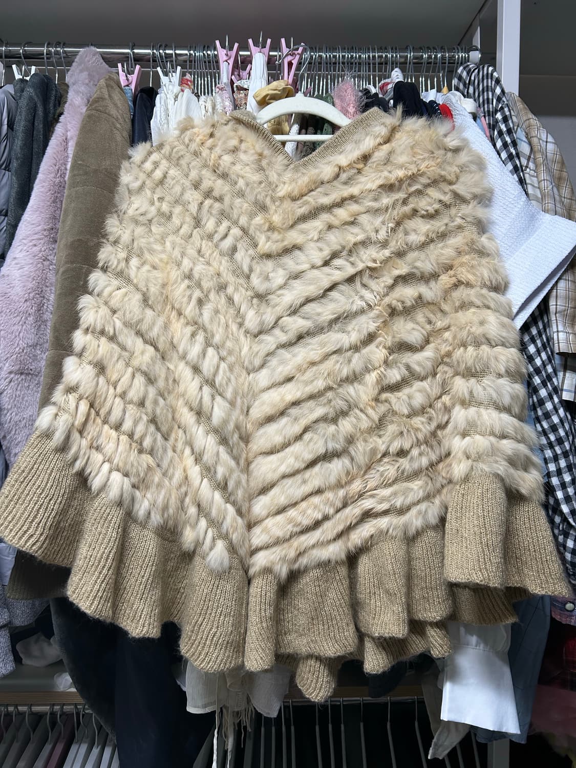 리얼 토끼퍼 후드 케이프 상품이미지1