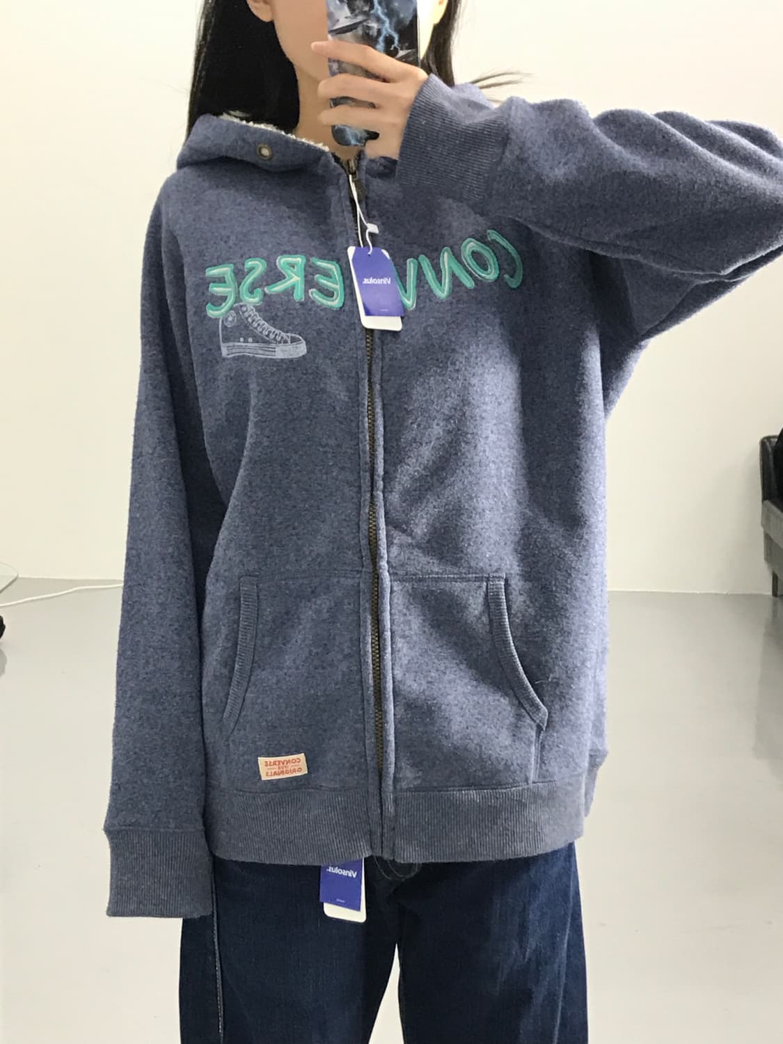 컨버스 네이비 후드집업 상품이미지1