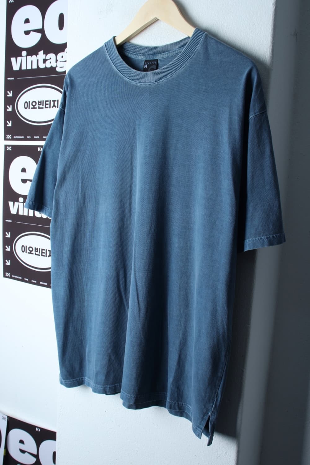 (M-XL) 퍼스텝 반팔 티셔츠 피그먼트 무지 블루-H32937 상품이미지1