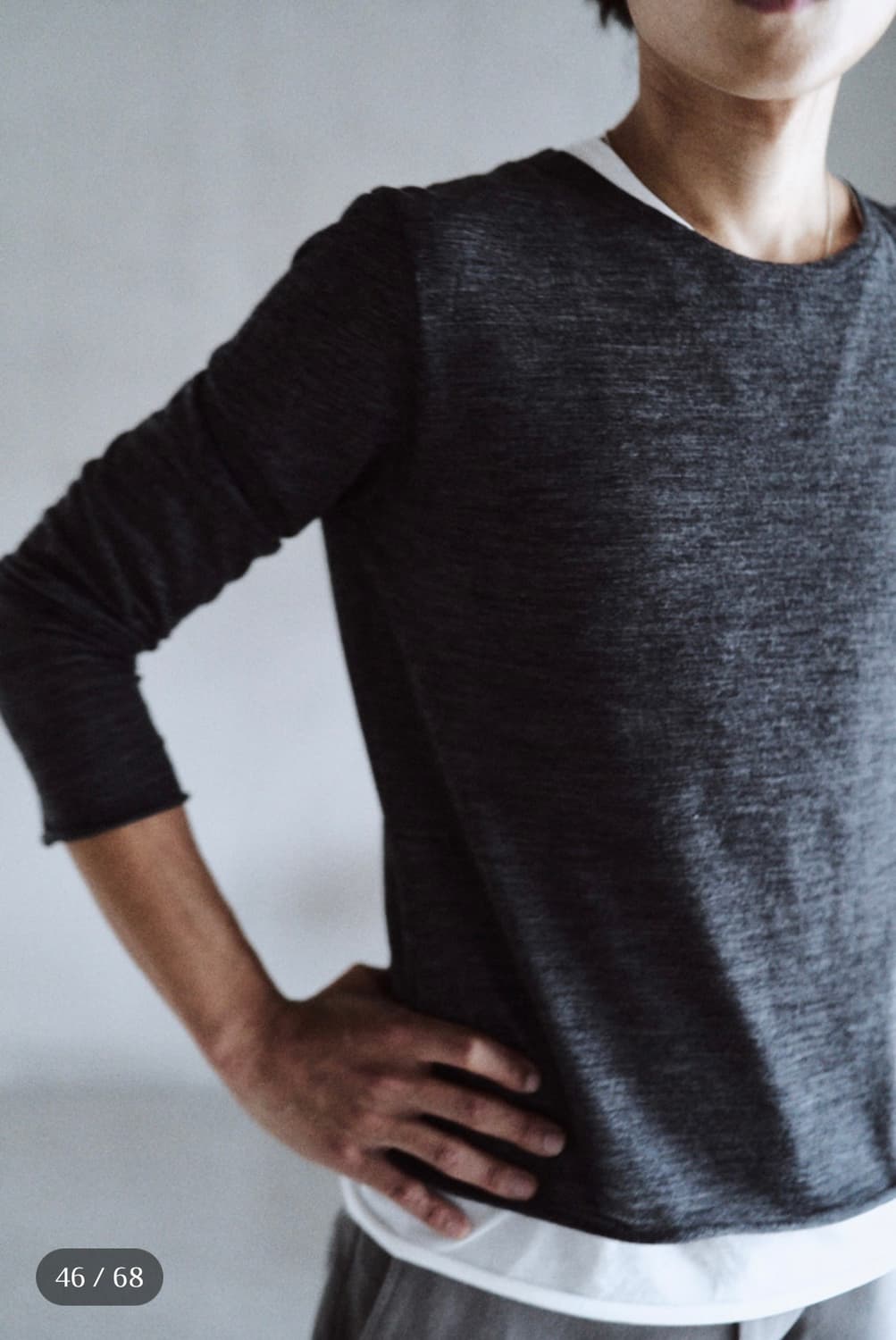 모노프리베 울 롱슬리브 차콜 상품이미지1