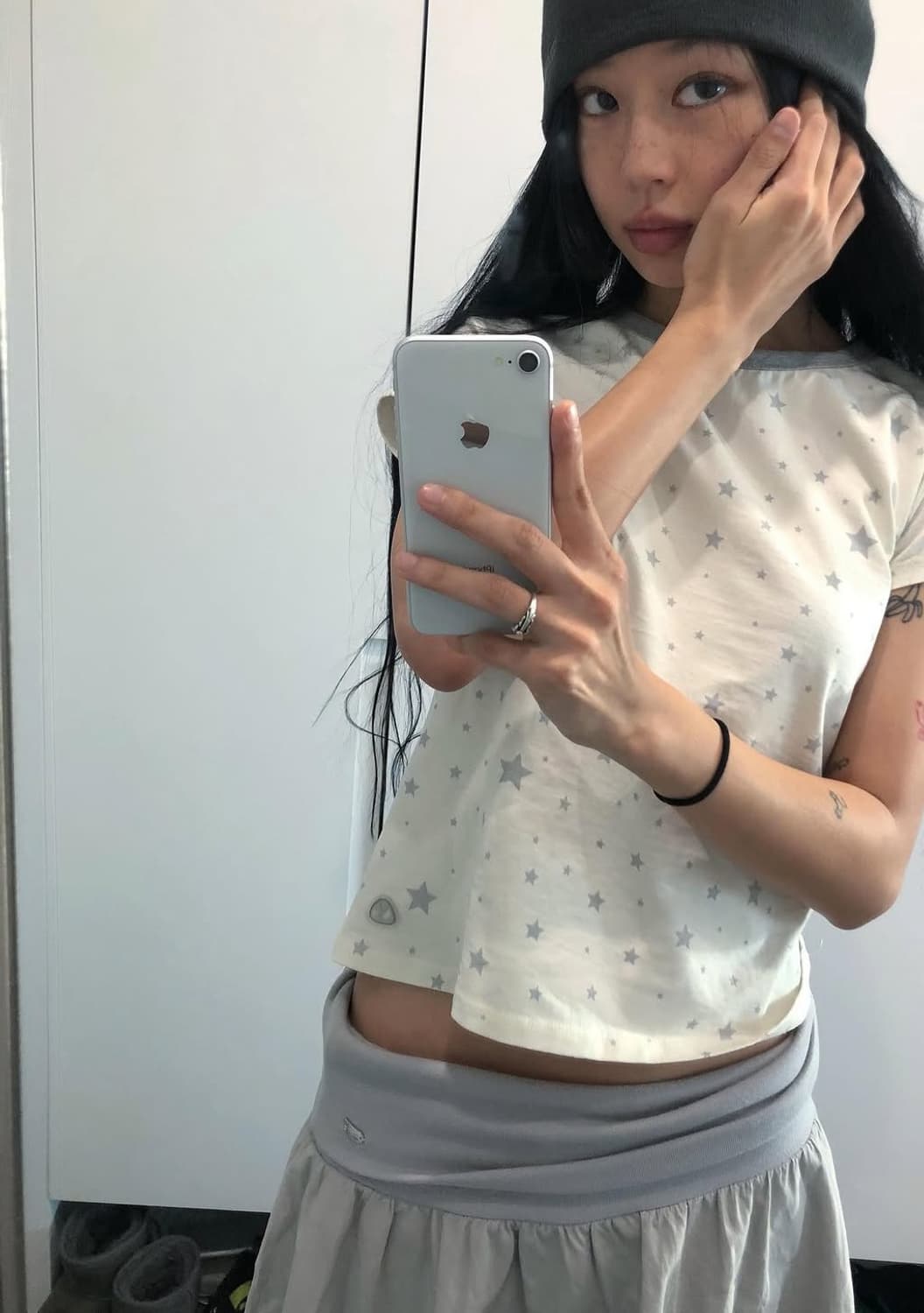 코이세이오 더블 셔링 스커트 그레이 2사이즈 상품이미지2