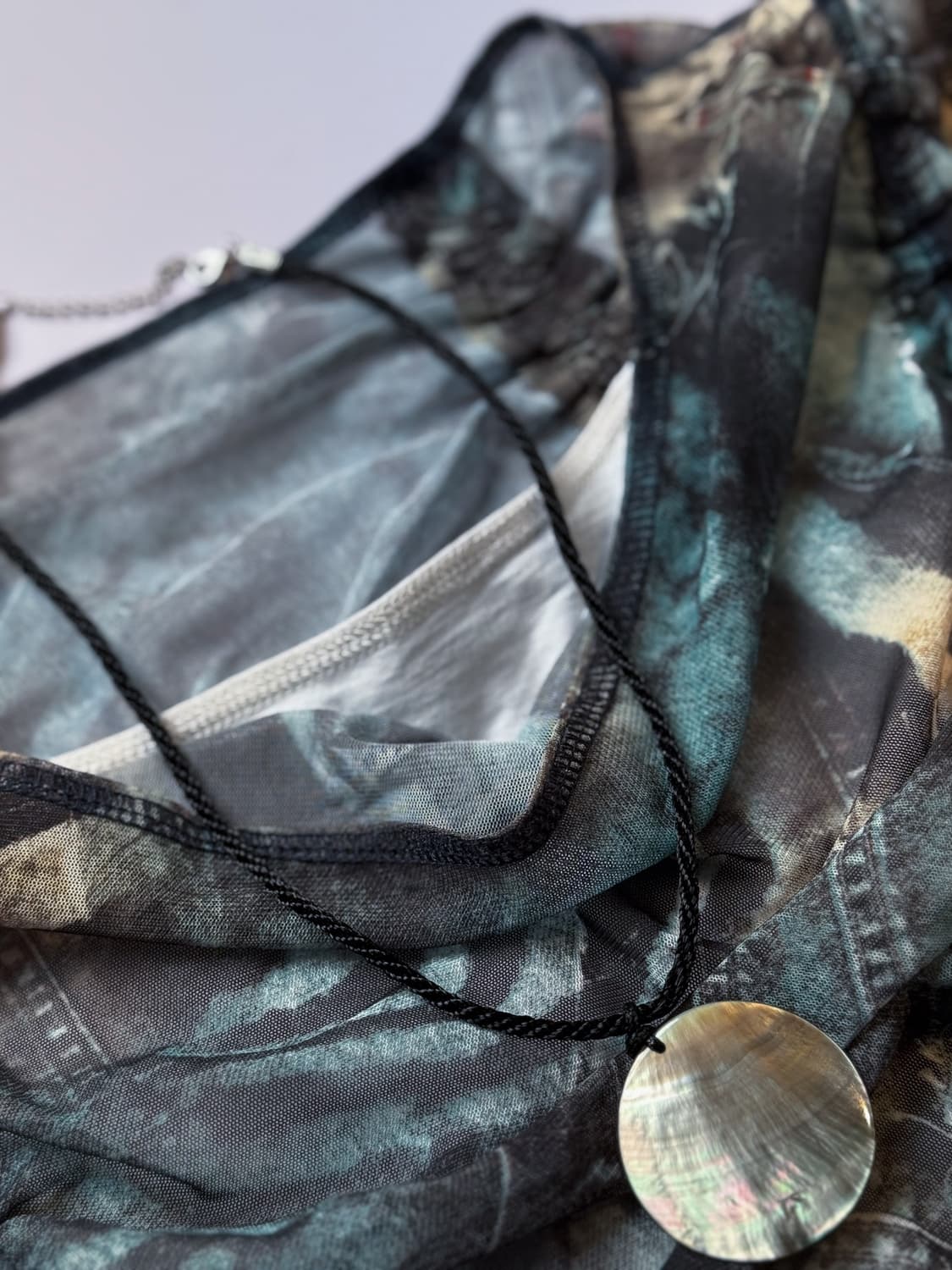 Denim Pattern Shirred Blouse 0265 상품이미지5