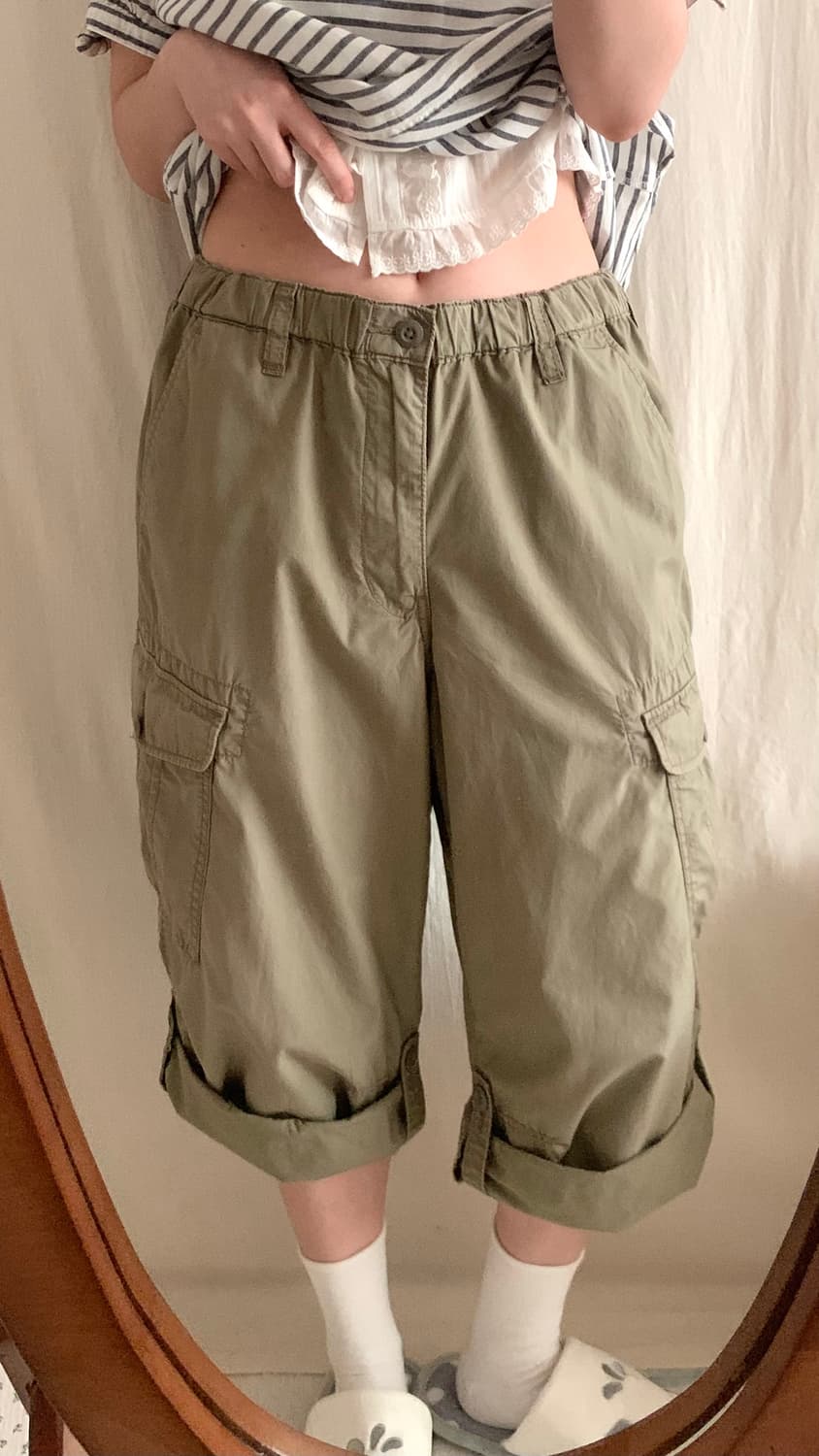 유니클로 카키 버뮤다 팬츠 상품이미지4