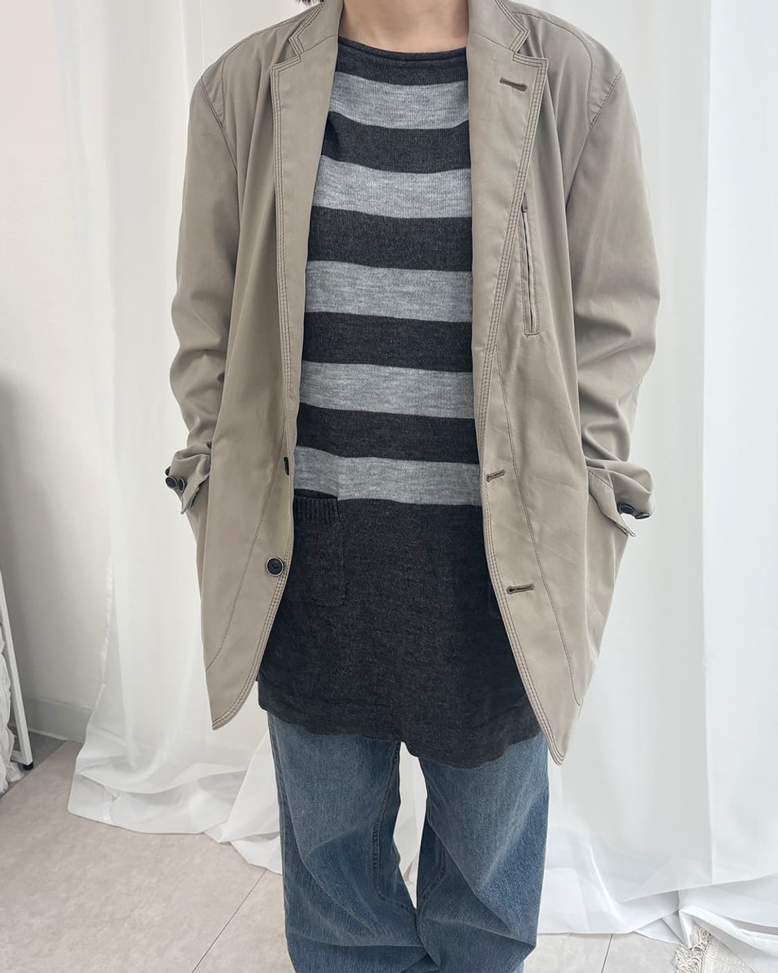 JOSEPH ABBOUD ash beige oversized jacket 상품이미지9